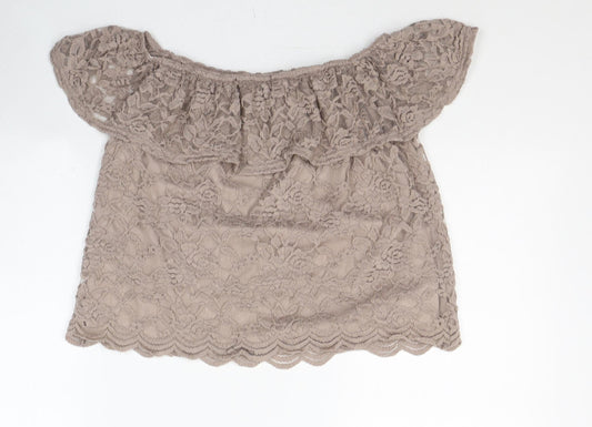Womens UK Size 10 New Look Beige Basic Blouse