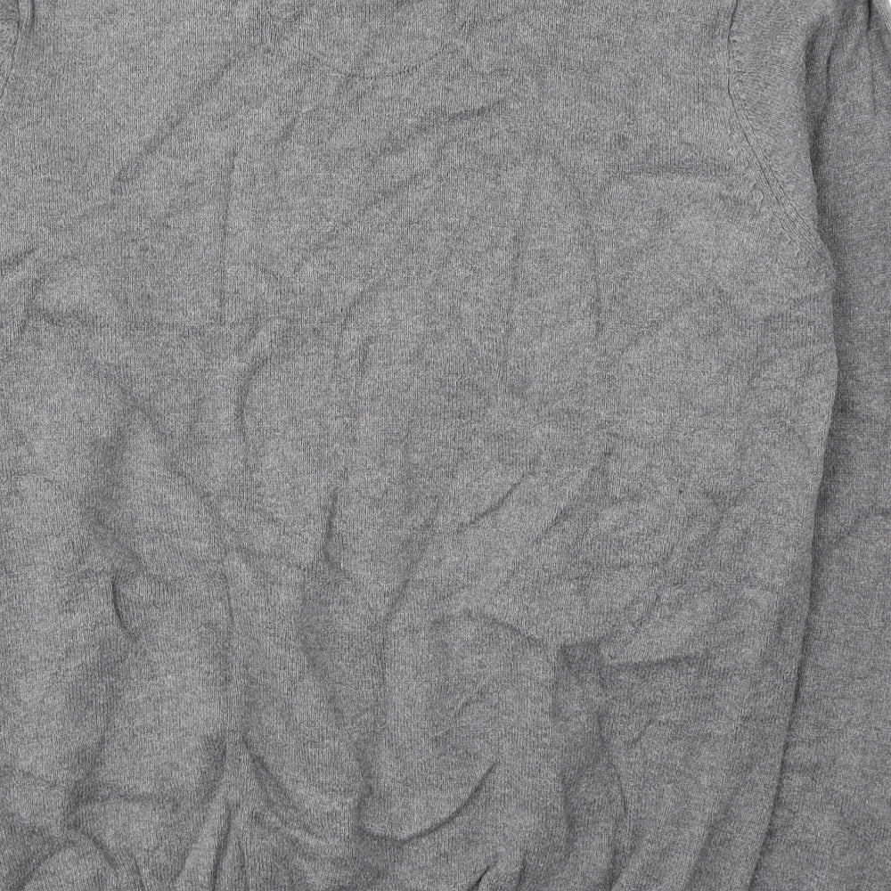 Blue Harbour Mens Grey V-Neck Cotton Pullover Jumper Size M