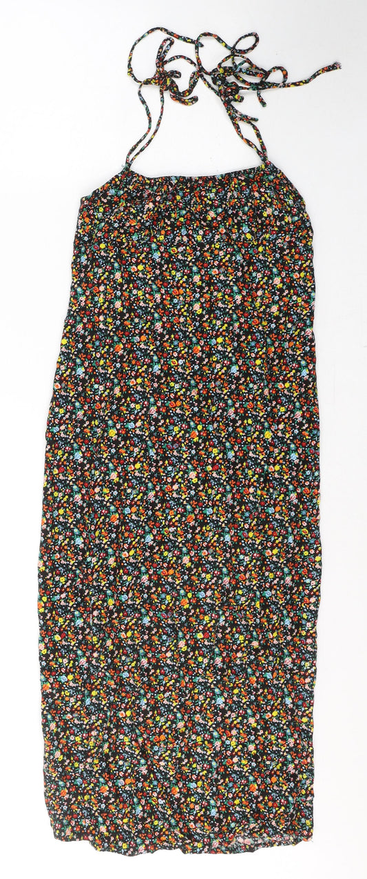 Motel Womens Black Viscose Tank Dress Size 2XS Square Neck Zip