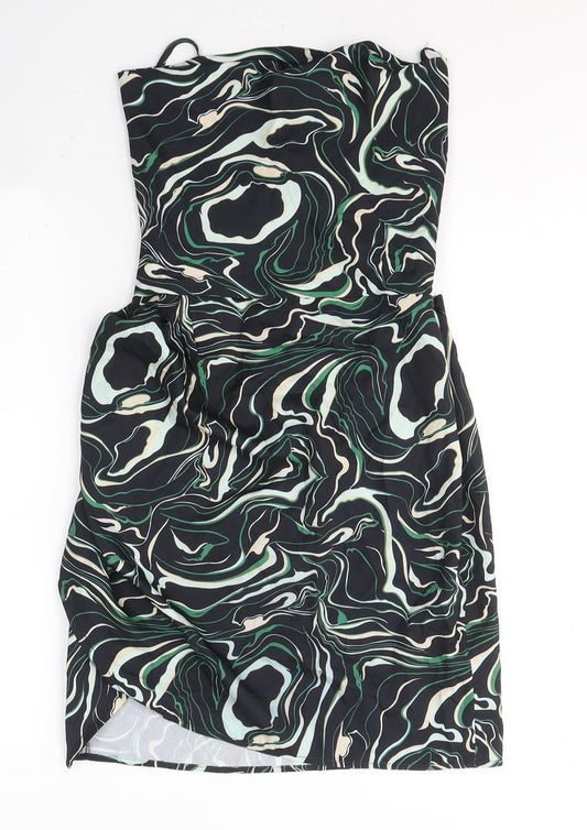 NaaNaa Womens Black Geometric Polyester Ball Gown Size 6 Square Neck Tie