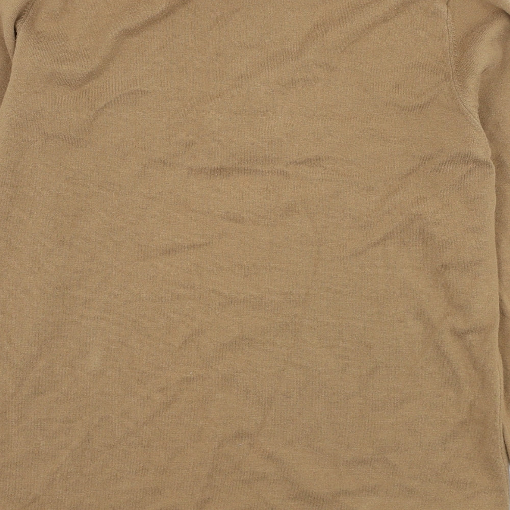 NEXT Mens Brown Mock Neck Cotton Henley Jumper Size S