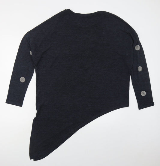 Izabel Womens Blue Round Neck Polka Dot Viscose Pullover Jumper Size 16