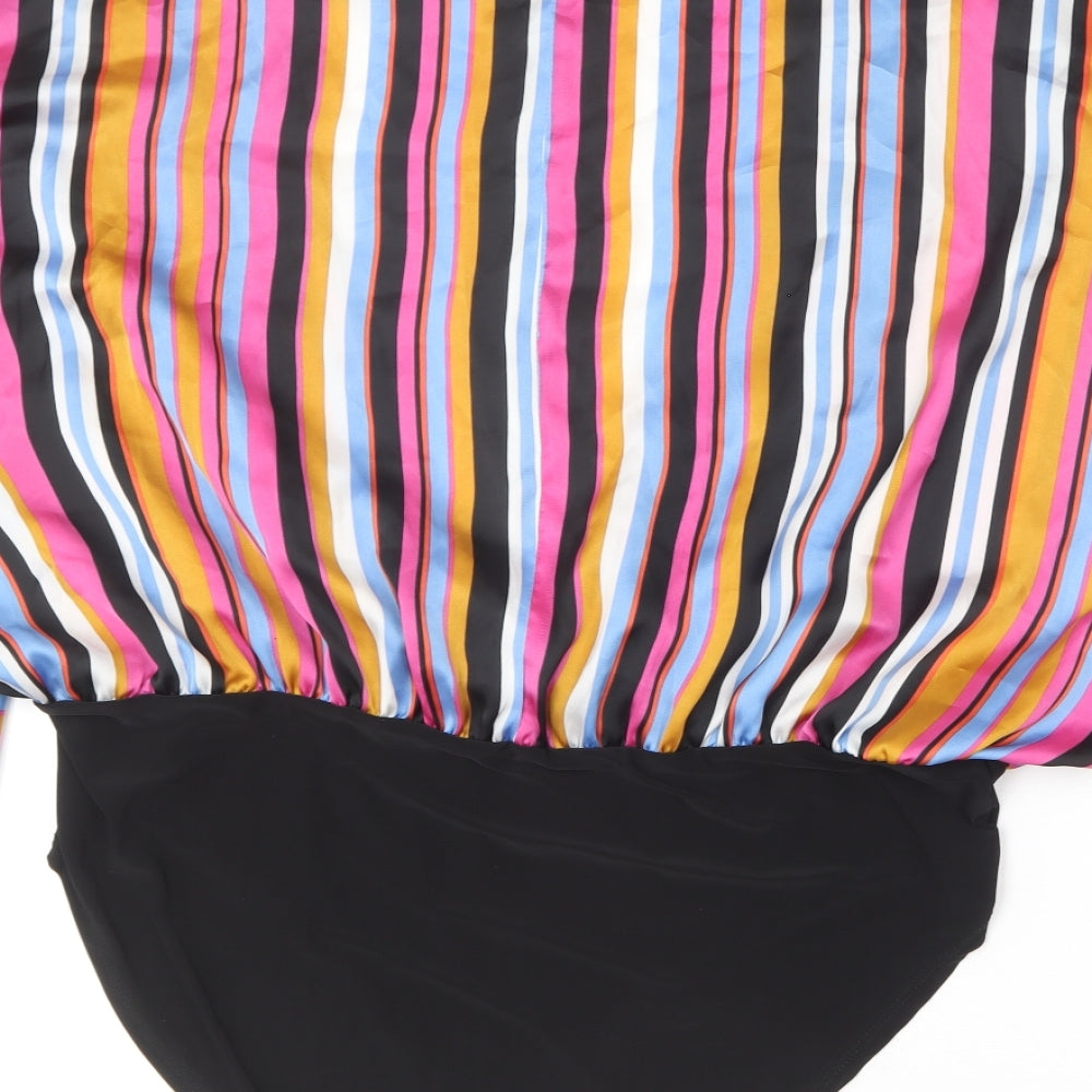 Primark Womens Multicoloured Striped Polyester Bodysuit One-Piece Size 20