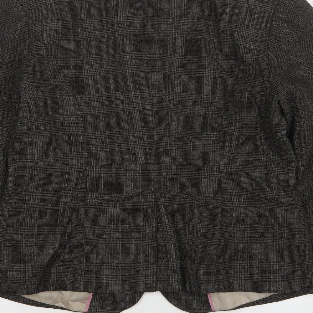 NEXT Womens Brown Houndstooth Polyester Jacket Blazer Size 12