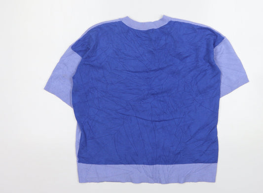 Marks and Spencer Womens Blue V-Neck Viscose Pullover Jumper Size 8