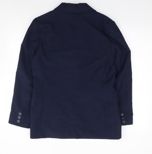 Classic Woman Womens Blue Polyester Jacket Suit Jacket Size 12