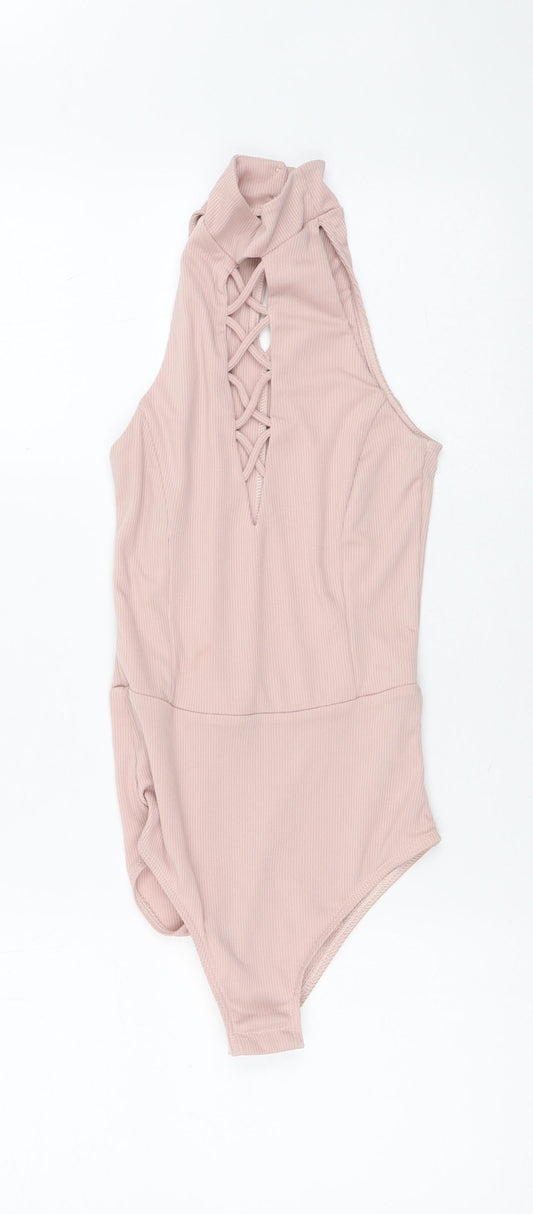 Miss Selfridge Womens Pink Polyester Bodysuit One-Piece Size 4 L10 in