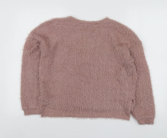 Primark Womens Pink Round Neck Polyester Pullover Jumper Size XS