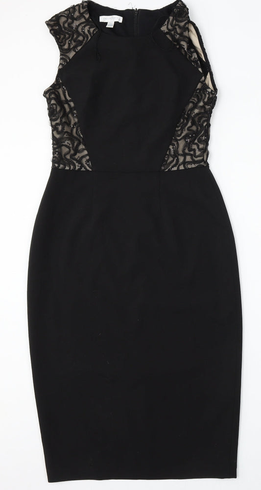 London Times Womens Black Polyester Bodycon Size 4 Round Neck
