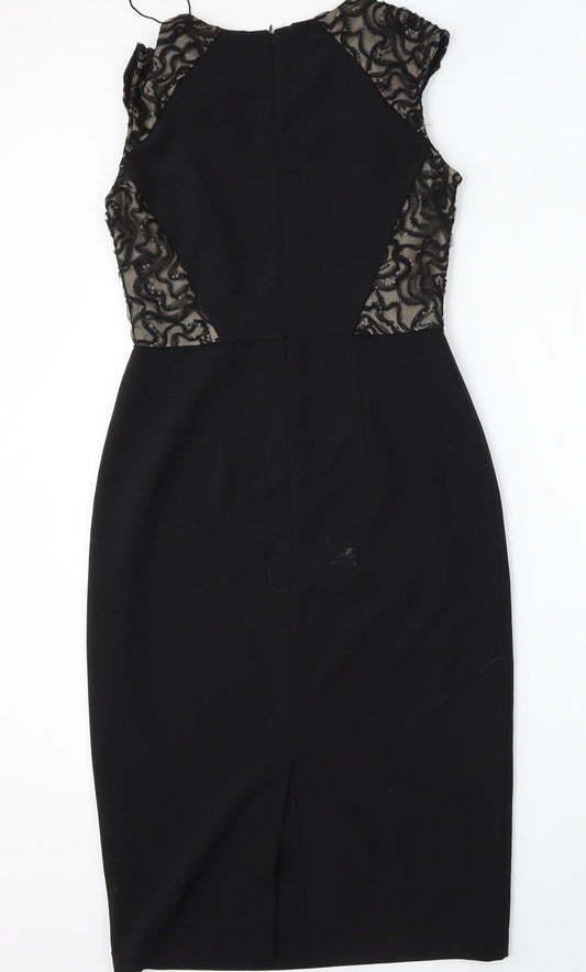 London Times Womens Black Polyester Bodycon Size 4 Round Neck
