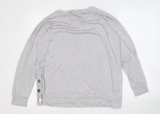 NEXT Womens Grey Round Neck Polyester Pullover Jumper Size 14