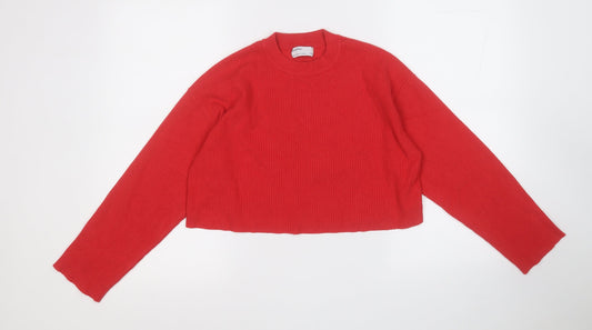 Womens UK Size S Bershka Red Pullover Jumper