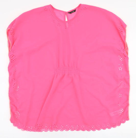 George Girls Pink Polyester A-Line Size L Round Neck Pullover - beach cover up