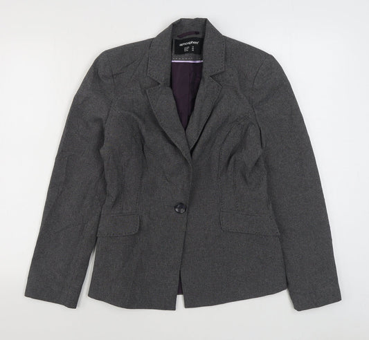 Atmosphere Womens Grey Jacket Blazer Size 12 Button