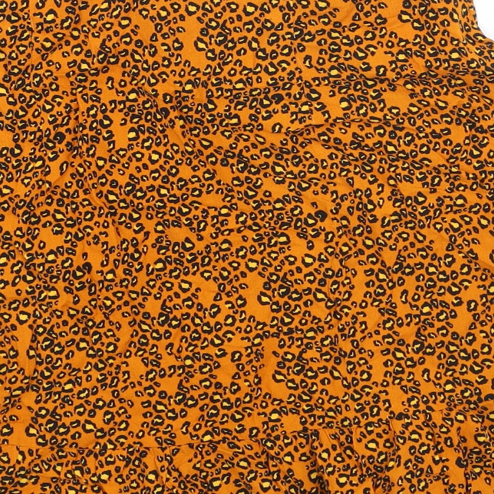 Papaya Womens Orange Animal Print Viscose Flare Skirt Size 8