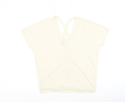 Womens UK Size 6 River Island Beige Basic T-Shirt
