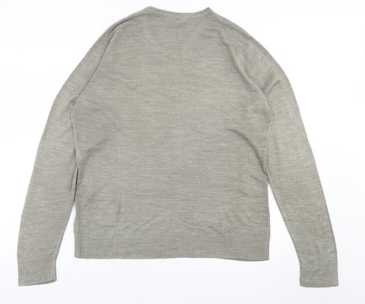 Marks and Spencer Mens Brown V-Neck Acrylic Pullover Jumper Size M