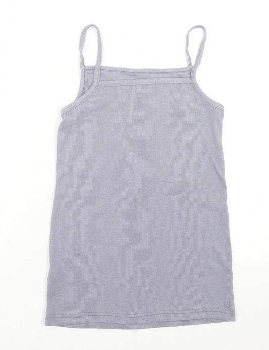 Boohoo Womens Purple Cotton Basic Tank Size 10 Square Neck