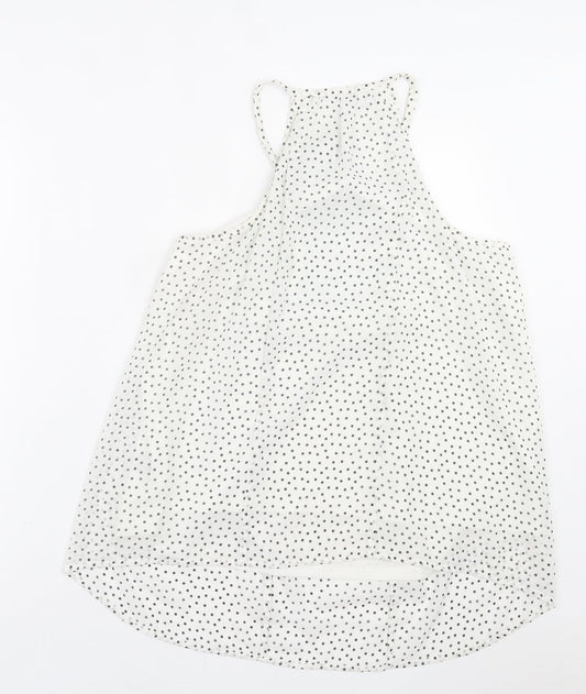 George Womens White Polka Dot Polyester Basic Tank Size 12 V-Neck