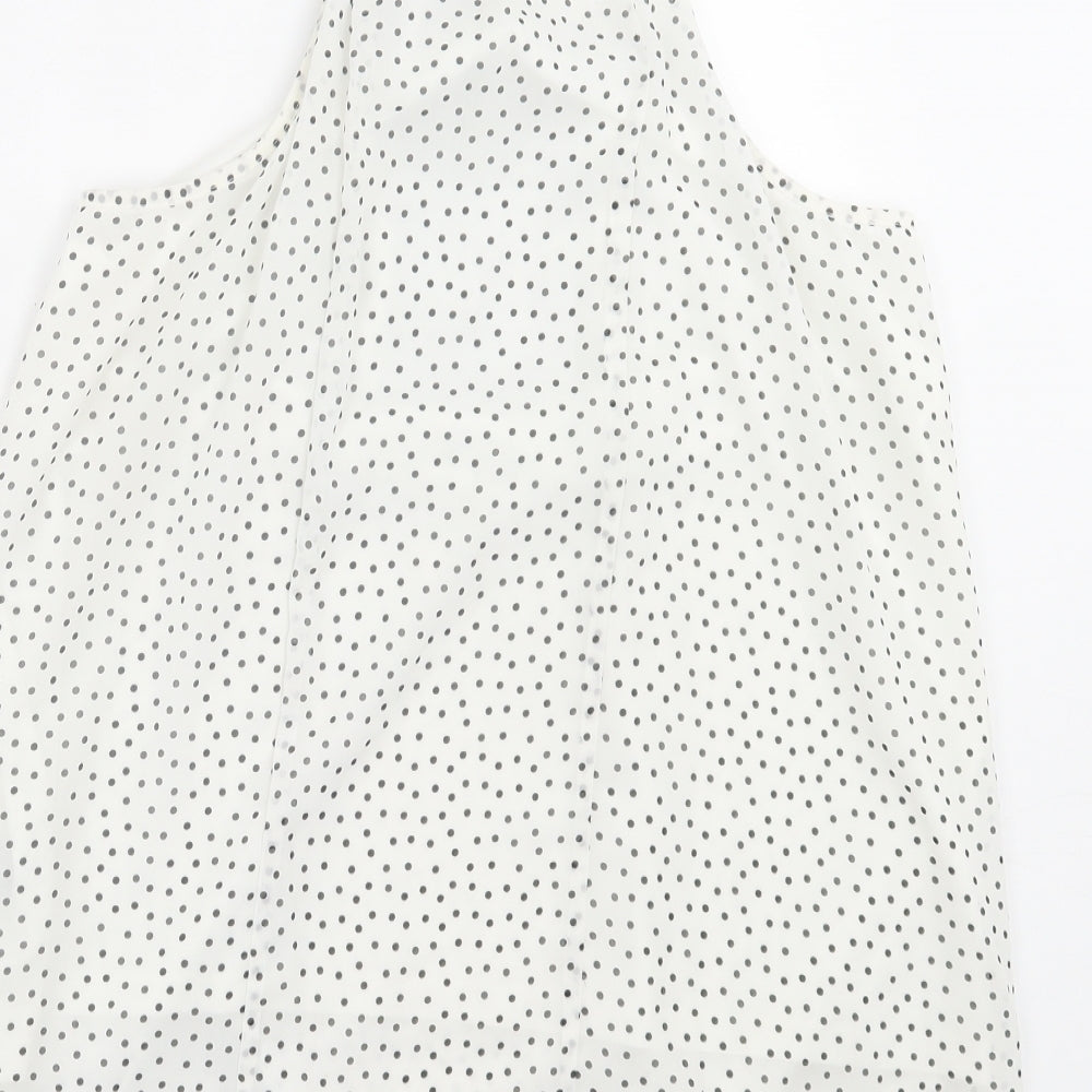George Womens White Polka Dot Polyester Basic Tank Size 12 V-Neck