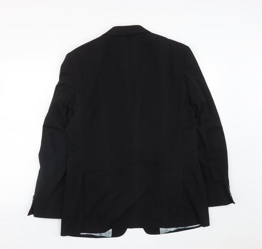 George Mens Black Striped Polyester Jacket Suit Jacket Size 40