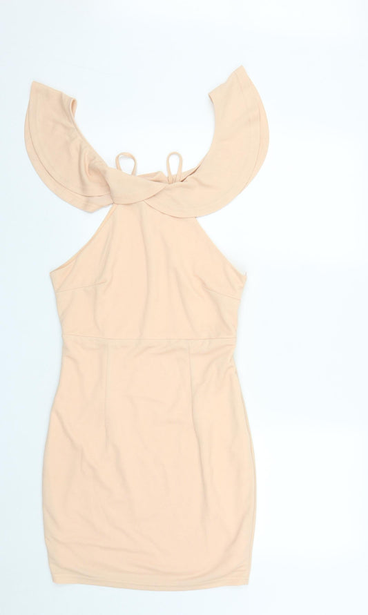Pink Boutique Womens Pink Polyester A-Line Size 12 Off the Shoulder Zip