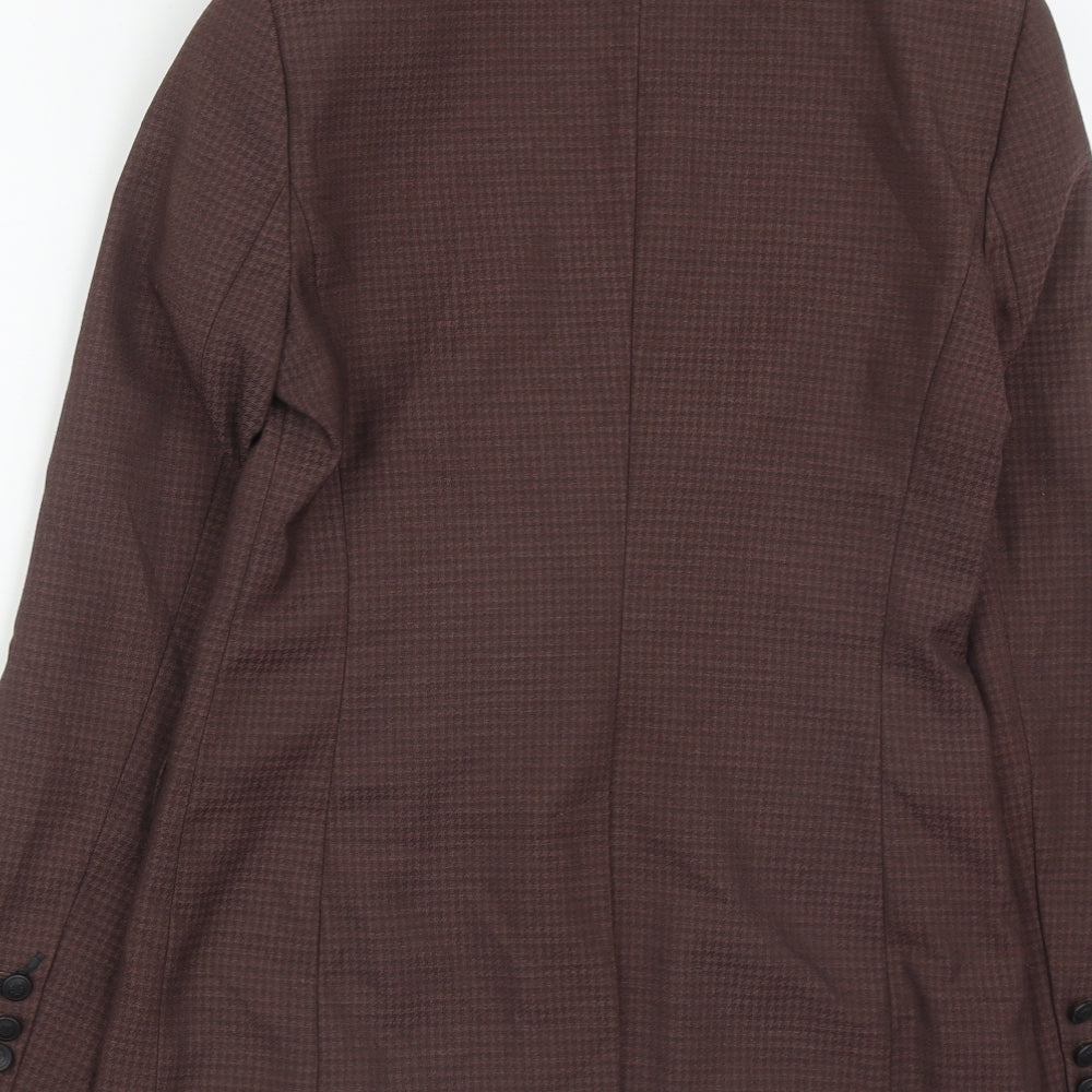 NEXT Womens Brown Plaid Polyester Jacket Suit Jacket Size 8