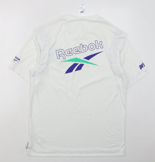 Reebok Mens Yellow Polyester Basic T-Shirt Size S Collared Pullover