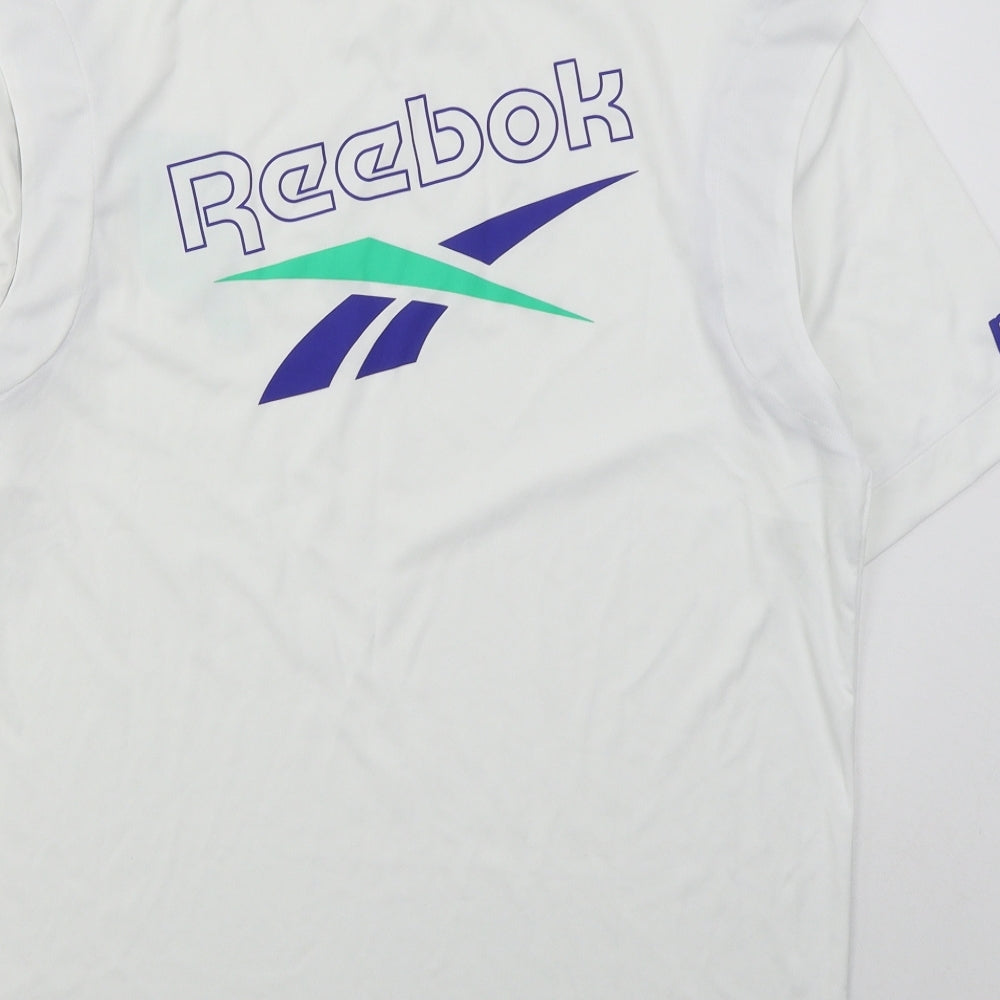 Reebok Mens Yellow Polyester Basic T-Shirt Size S Collared Pullover