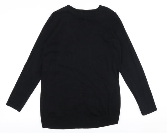 Savida Womens Black V-Neck Viscose Pullover Jumper Size S
