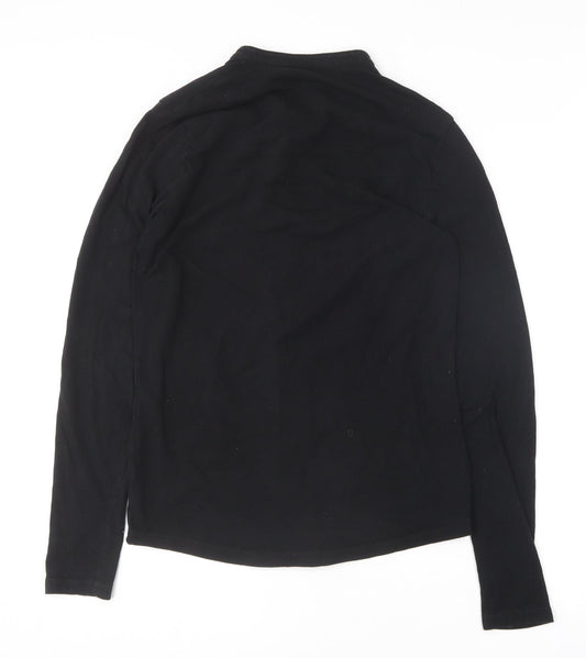 ASOS Mens Black Cotton Button-Up Size M Round Neck