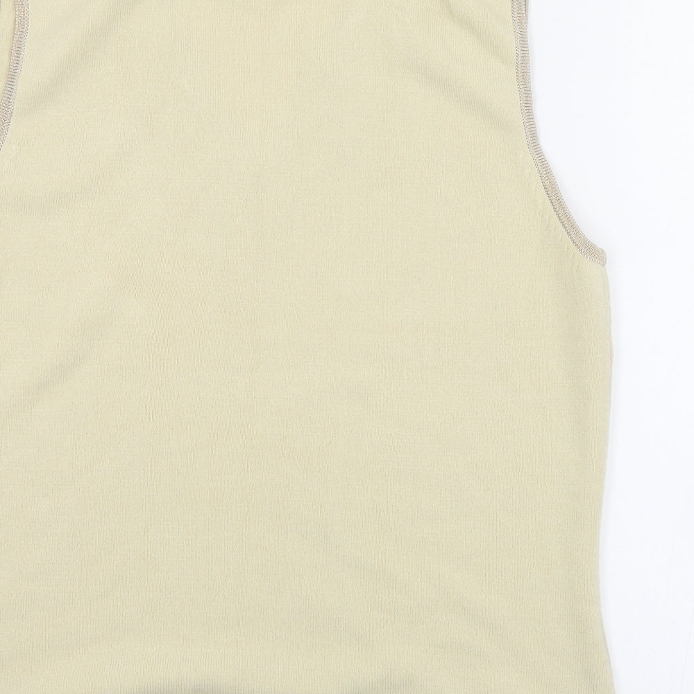 George Womens Beige V-Neck Acrylic Vest Jumper Size 16