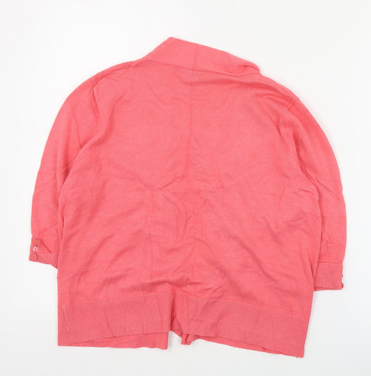Hepburn Womens Pink V-Neck Viscose Cardigan Jumper Size M