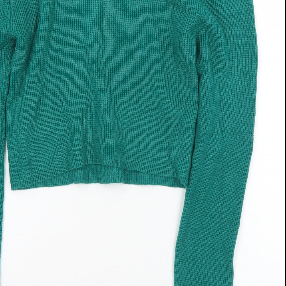SheIn Womens Green Square Neck Viscose Pullover Jumper Size M