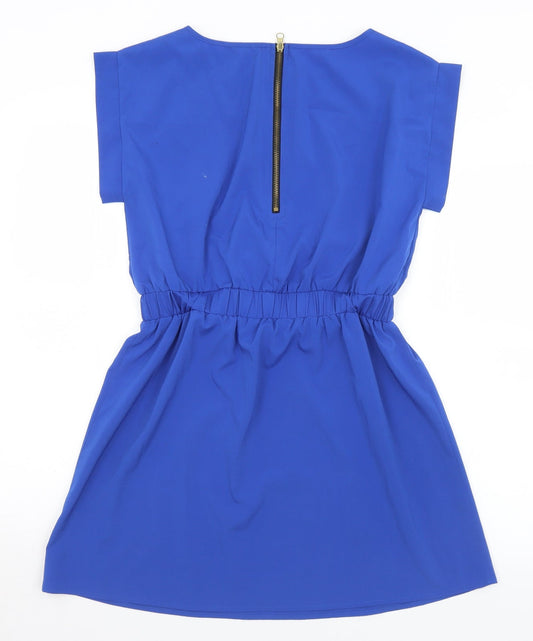 Madam Rage Womens Blue Polyester Mini Size 12 Round Neck Zip