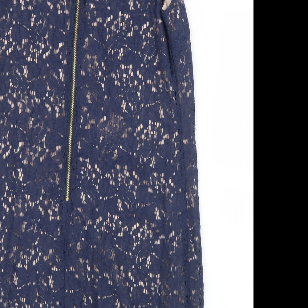 Oasis Womens Black Cotton Pencil Dress Size 12 Collared Zip