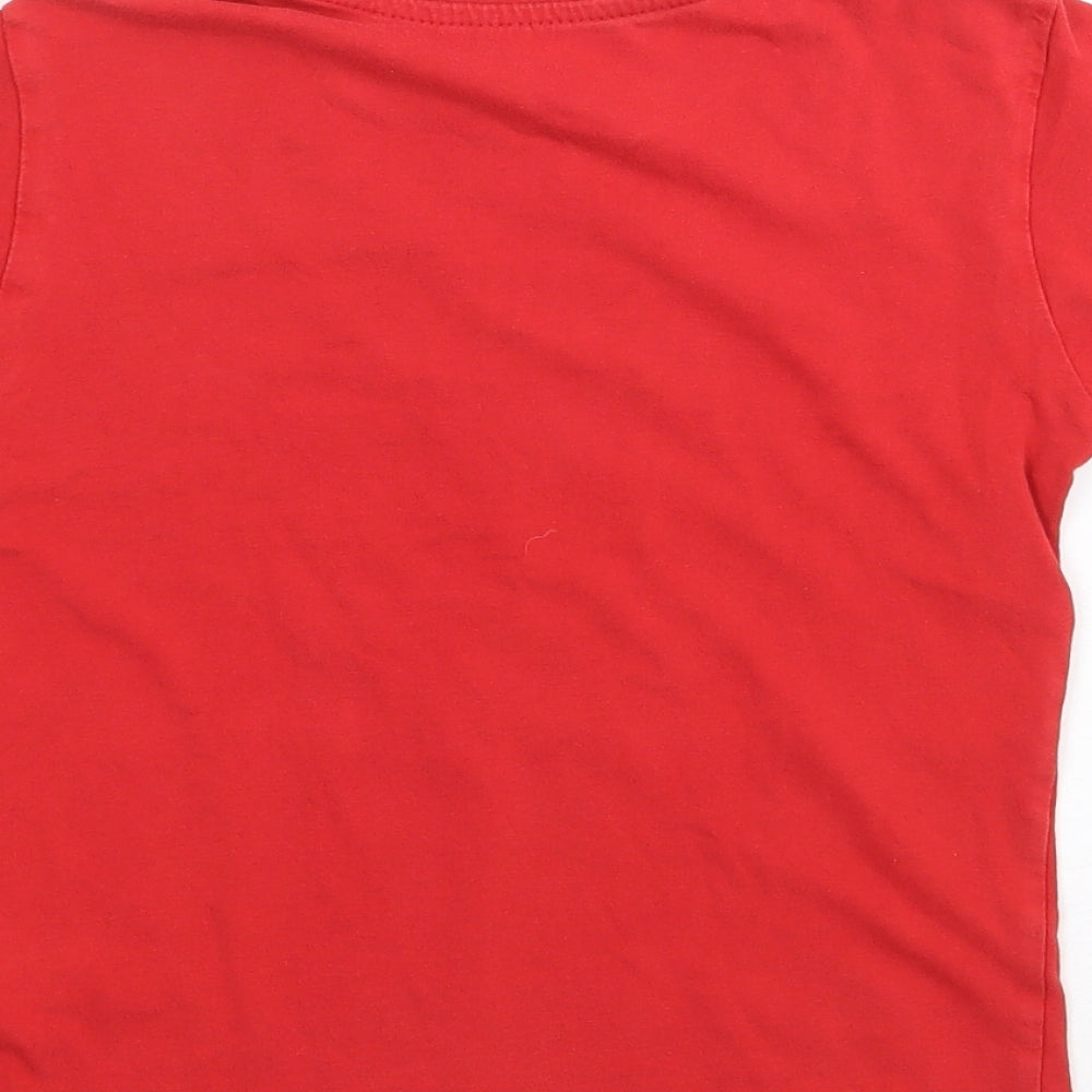 Primark Boys Red 100% Cotton Jersey T-Shirt Size 5-6 Years Crew Neck Pullover - Football