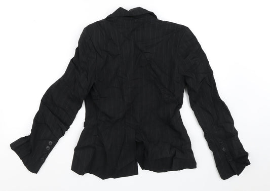 H&M Womens Black Striped Jacket Blazer Size 12