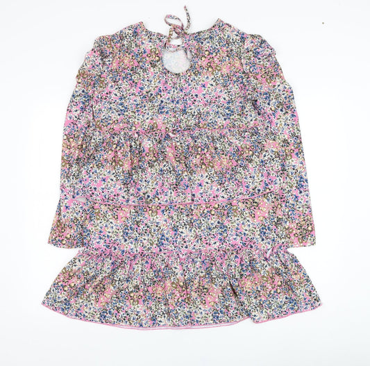 Never Fully Dressed Womens Pink Floral Polyester Trapeze & Swing Size 8 Round Neck Pullover