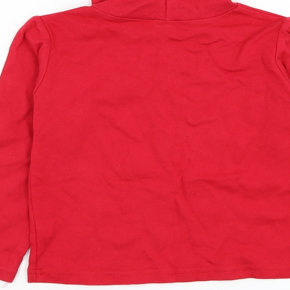Dunnes Stores Girls Red High Neck Cotton Pullover Jumper Size 3-4 Years