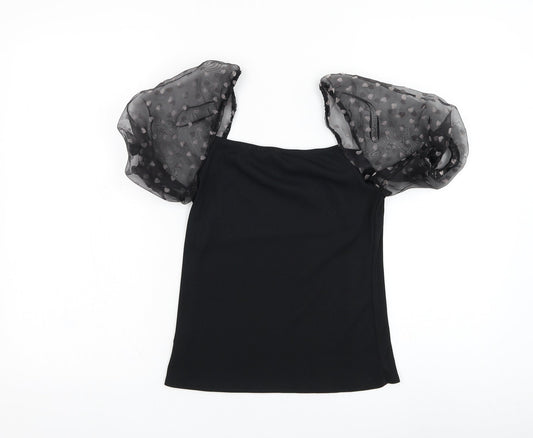 Womens UK Size 10 New Look Black Basic Blouse