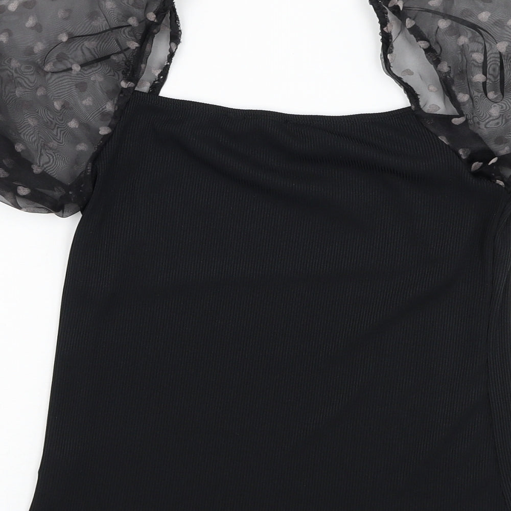 Womens UK Size 10 New Look Black Basic Blouse