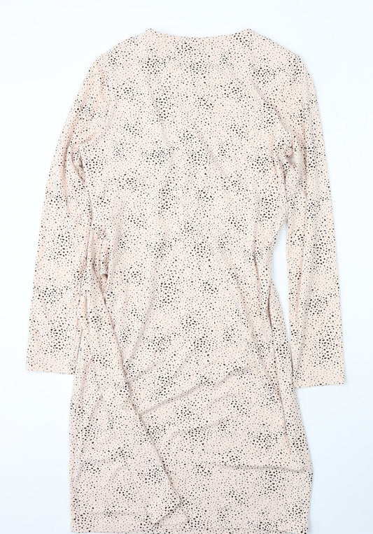 Marks and Spencer Womens Pink Geometric Viscose Sheath Size 10 Round Neck