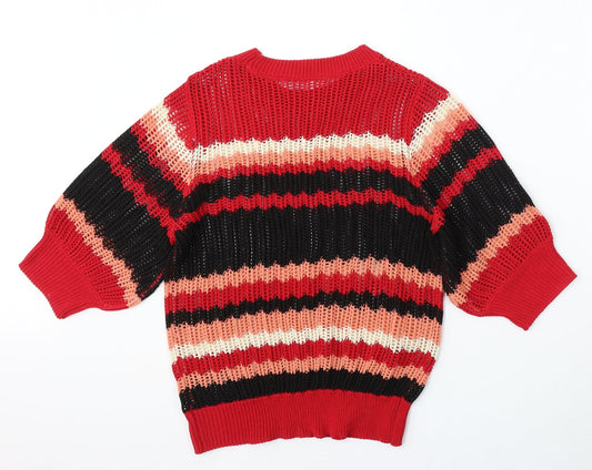 NEXT Womens Multicoloured Mock Neck Striped Acrylic Pullover Jumper Size 8