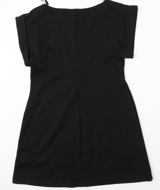 Dorothy Perkins Womens Black Polyester Shift Size 12 Round Neck