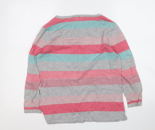 Just Elegance Womens Multicoloured Round Neck Striped Viscose Pullover Jumper Size M