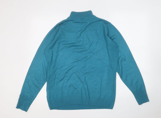 BHS Womens Blue Round Neck Acrylic Pullover Jumper Size 14