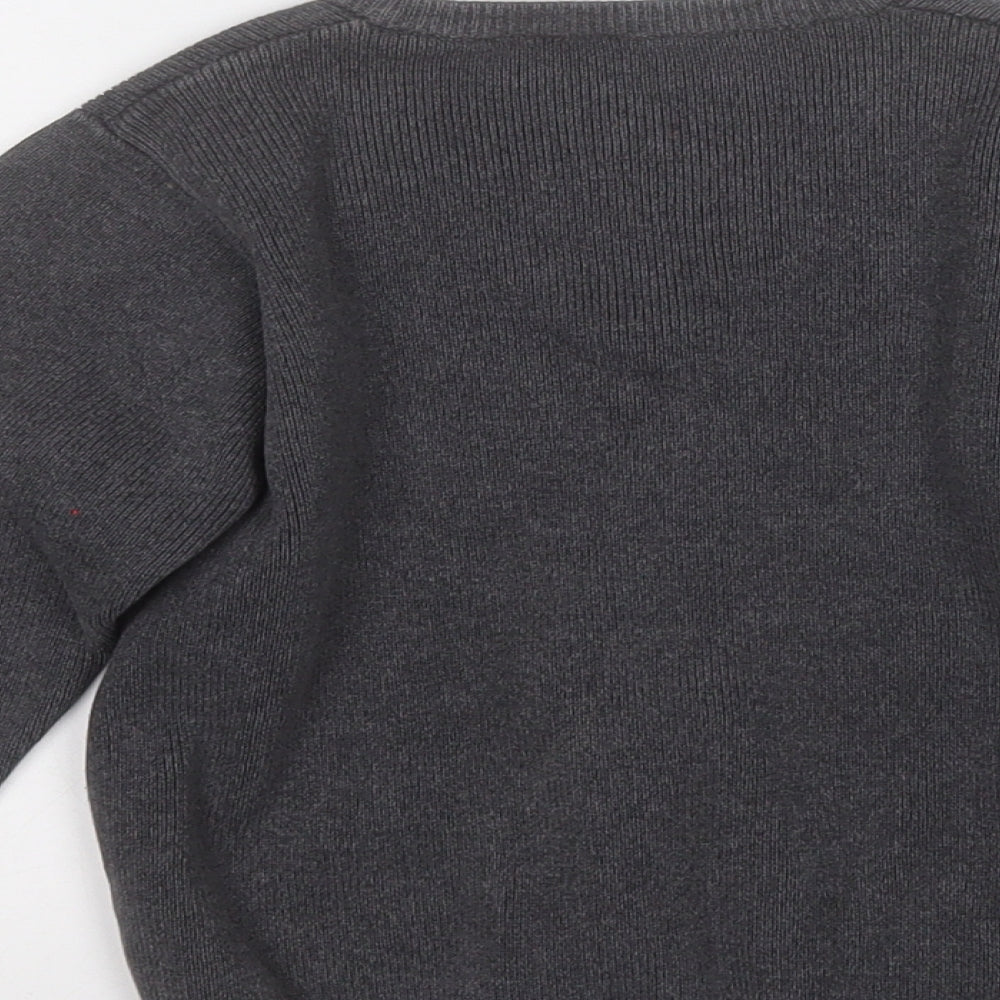 Marks and Spencer Boys Grey V-Neck Cotton Pullover Jumper Size 4-5 Years