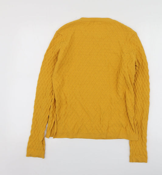 Bershka Womens Yellow Round Neck Polyamide Pullover Jumper Size M