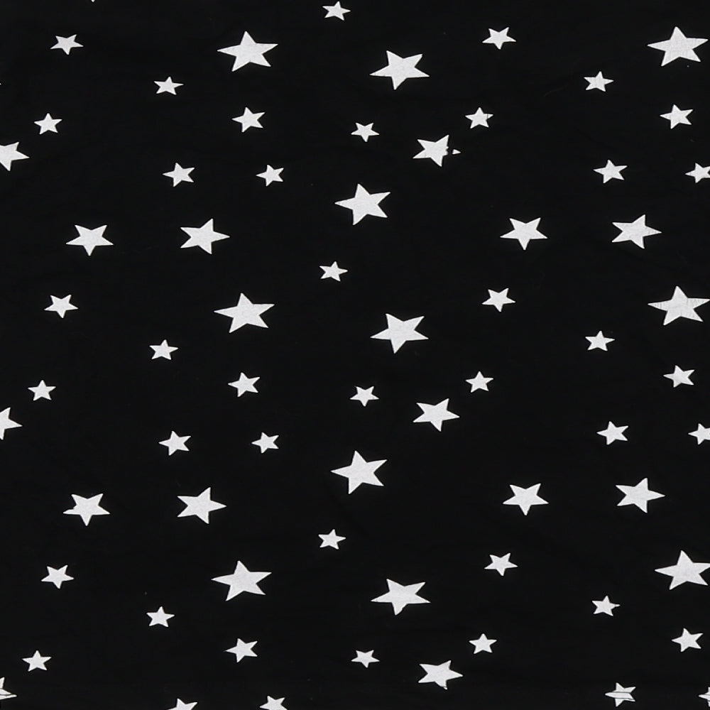 Primark Womens Black Geometric Cotton Basic T-Shirt Size XS Round Neck